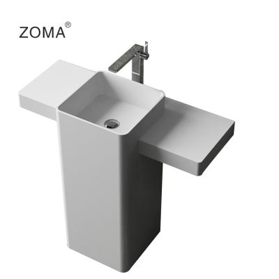 China China New Modern Solid Outdoor Stone Resin Artificial One Piece Pedestal Wash Basin for sale