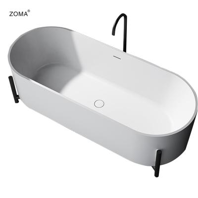 China Modern Popular Bathroom Bathtub Artificial Resin Free Soaking Stone Bathtub With Stand for sale