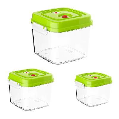 China Freshness Preservation Customized Eco-friendly Airtight Plastic 3pcs Vacuum Food Storage Containers Set With Vacuum Pump for sale