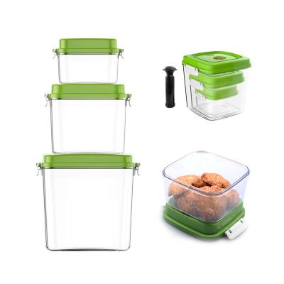 China 2021 Freshness Preservation Hot Selling Vacuum PP Kitchen Food Box Food Storage Proof Plastic Clear Containers Set for sale