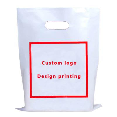 China Recyclable Custom Printed Logo Design LDPE/HDPE Handle Plastic Packaging Bag Die Cut Shopping Bag Carrier Bag for sale