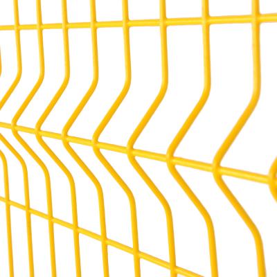 China Good Prices Easily Assembled Yellow PVC Coated Folding Welded Wire 3d Mesh Curved Fence For Garden for sale