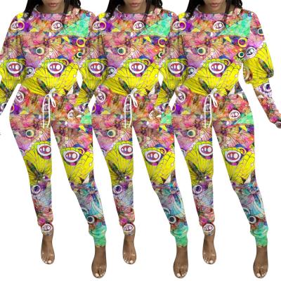 China 2021 Style Hot Casual Printing Fashion Bandage Anti-pilling Jumpsuit Women's Loose Clothing for sale