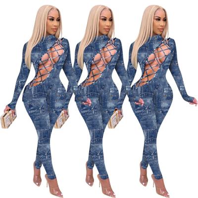 China hot sale Anti-wrinkle hollow out long sleeves ladies overalls womens jumpsuits one-piece women's clothing 2021 new for sale