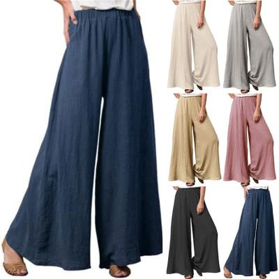 China New Viable Wish Women's cotton and loose wide-leg linen pants plus size casual pants for women for sale