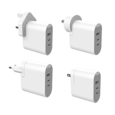 China Iphone and Samsung PD65W usb c travel adapter US EU R-U AU plugs type c to usb adapter PD65W GaN nitride culture USB-c multiport adapter 3 for sale