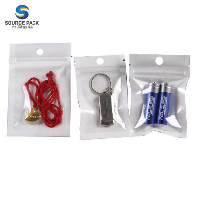 China Retail Security Clear Pearl White Self Seal Zipper Bags Plastic Usb Cable Packaging Bag for sale