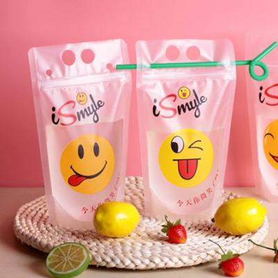 China Die Cut Moisture Proof Handle Transparent Carry Plastic Bags For Packaging Drinks Water for sale