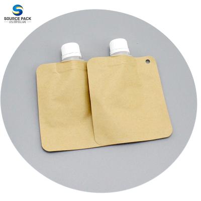 China Recyclable Matte Finish 15ml Kraft Paper Spout Waterproof Refillable Waterproof Foil Pouch for sale