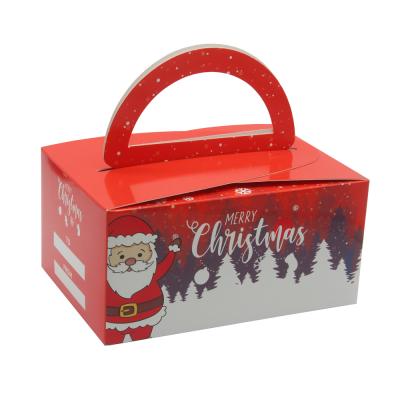 China Custom Logo Printed Tall Christmas Gable Boxes Handmade Artisan Candy Favor Baking Boxes With Handle for sale