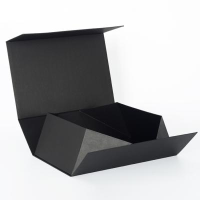 China Custom Handmade Black Flat Folding Magnetic Folding Box High Quality Gift Box Gift Box Magnetic Folding Packaging for sale