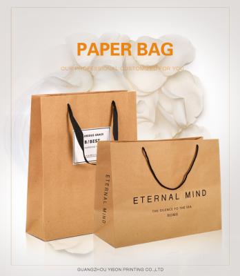 China Brown Recyclable Cheap Baratas Bolsas De Papel Recyclable Custom Folding Shopping Packaging Kraft Paper Bags With Your Own Log for sale