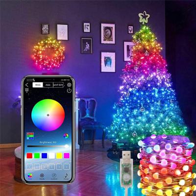 China Fairy Garland Lamp Outdoor Home APP Control Christmas Tree Light 10m 15M 20M Christmas Party Holiday Decor Diy LED String Lights for sale