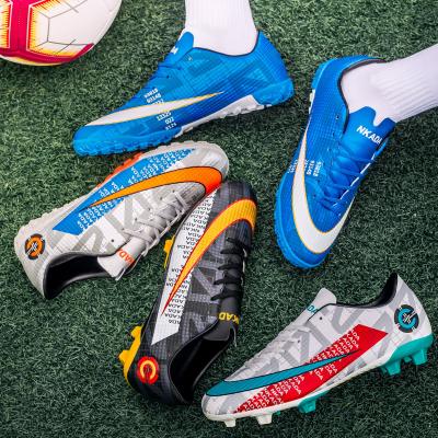 China Professional PVC Football Boots Cheap Soccer Shoes Custom Logo Men Outdoor Football Boots Sneakers for sale