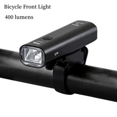 China Aluminum Bicycle Equipment Mount Accessories IPX3 Waterproof 400 Lumen Flashlight USB Rechargeable Bike Lights for sale