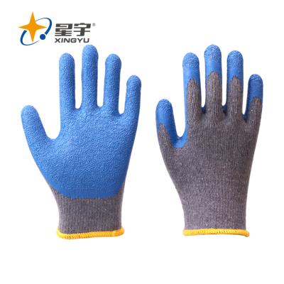 China General Purpose Work Glove Xingyu 10G Gray T/C Shell Latex Crinkle Coating Work Safety Gloves Cotton Glove for sale