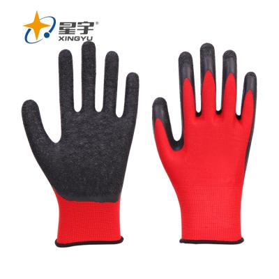 China General Purpose 15G Latex Ply Palm Coated Xingyu China Wholesaler Ply Latex Coated Working Construction Diving Work Hard Gloves for sale