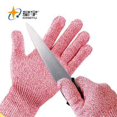 China Xingyu Universal Purpose 13G HPPE Red Life Level 5 Glove Cook Gloves Safety Work Gloves for sale