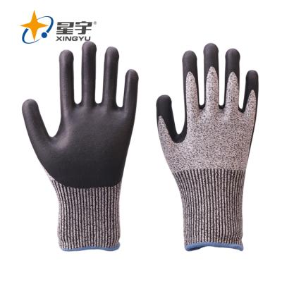 China General Purposes Black Black Nitrile Gloves Xingyu HPPE Black Coating Nitriles Industrial Work Gloves Hand Glove Manufacturer for sale