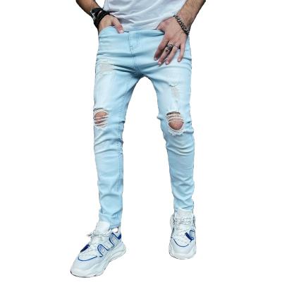 China Men Breathable Jeans Streetwear Fashion Blue Color Paint Printed Slim Fit Punk Designer Jeans Mens Designer Hip Hop Pants Style Jeans for sale