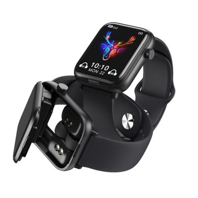 China Wholesale custom factory china auto OEM ODM logo fashion date health check wireless sports 2 in 1 set smart watch with bluetooth earphone for sale