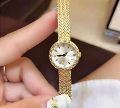 China Hot Selling Power Reserve Stainless Steel Mesh Strap Dial With Crystals Quartz Movement IP Gold Plating Feminine Ladies Watches for sale