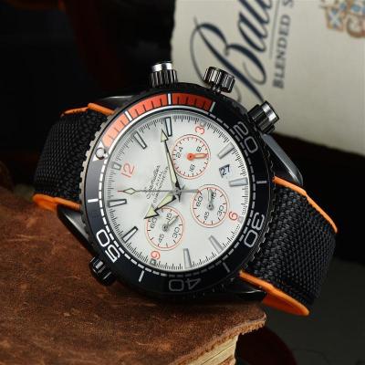 China Automatic Date Selling Woven And Genuine Leather Strap Sports Luminous Swiss Chronograph Movement Men's Wristwatch for sale