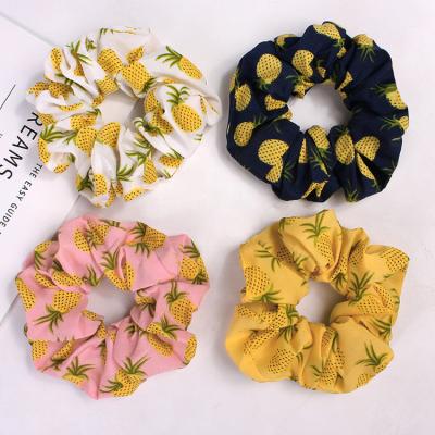 China Perfect Custom Pineapple Printed Hair Tie Hair Scrunchies Girls Hair Accessories Summer Days Hair Accessories for sale