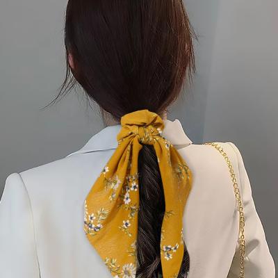 China Sweetwoo popular women elegant flower scarf scrunchies for women hair accessories girl fashion bow scrunchies for sale