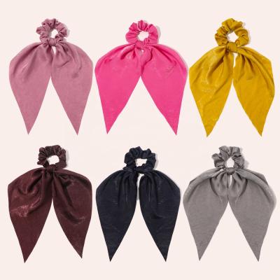 China Popular Sweetwoo High Quality Women Fashion Solid Color Soft Simple Long Scarf Hair Scrunchies For Girls for sale