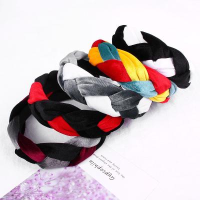 China Sweetwoo Cute Accessories Beauty Fashion Headbands Fashion Girls Vintage Flannel Braid Head Women Headband for sale