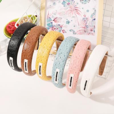 China Leather Hair Accessories Color Silod Fashion European-level Simple Sponge Headband For Women for sale