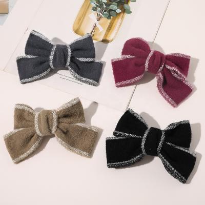 China Wholesale cheap japan and korean style sweetwoo fur plush bow hair cut women vintage hairpins soft hair bow for sale