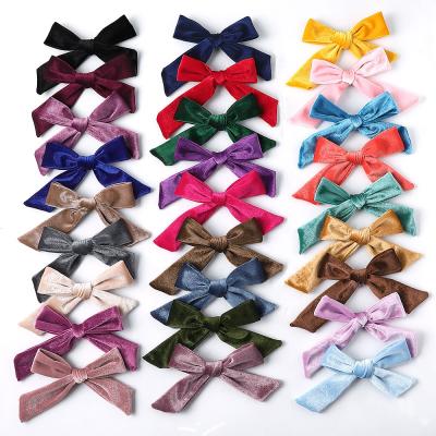 China Sweetwoo Velvet Fashionable Bow Tied Big For Thick Hair Accessories Women Big Hair Clips for sale