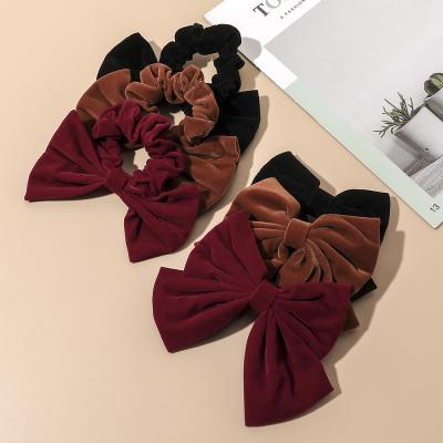 China Sweet Vintage Korea Velvet Butterfly Hair Bow For Women Christmas Hair Accessories For Gift for sale