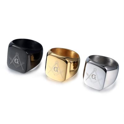 China FREEMASON CLASSIC STAINLESS STEEL High Polish MASONIC RING in stock for sale