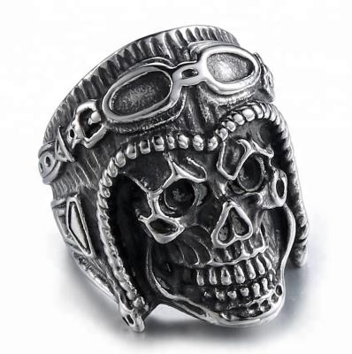 China New Stainless Steel The Punisher Ring Stainless Steel Mens Skull Biker Punk Rocker for sale