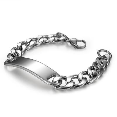 China TRENDY Retro And Simple Curved Shiny Brand Men'S Stainless Steel Bracelet for sale