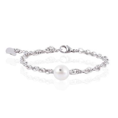 China TRENDY Pearl Chain Bracelet Fashion Stainless Steel Pendant Wild Bracelet For Women for sale