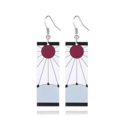 China FASHIONABLE Anime Ghost Slayer Blade Tanjiro Peripheral Earrings Fashion Trendy Acrylic Earrings for sale