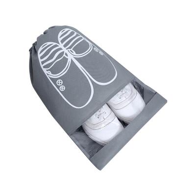 China Eco - Friendly Custom Shoe Bag Packaging Anti Dust Suction String Shoe Bag Non Woven Fabric Bags With Clear PVC Window for sale