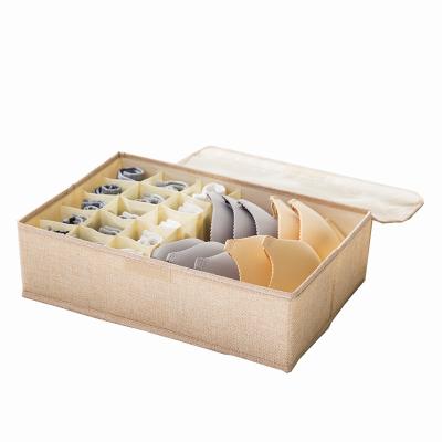 China Folding washable fabric underwear storage box with lid folding drawer jars underwear storage box for sale