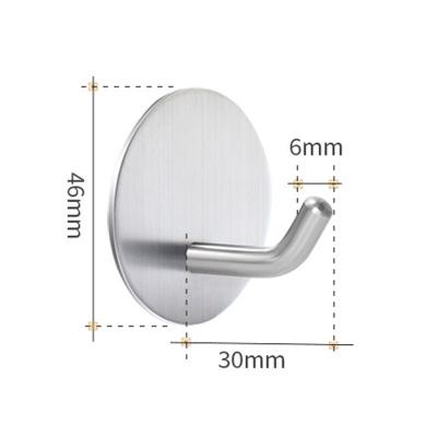 China SUS 304 Stainless Steel SUS 304 Stainless Steel Hook Wall Mount Round Bottom Slanted Adhesive Wall Hook for sale