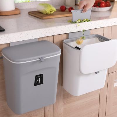 China Outdoor Hanging Bin For Kitchen Cabinet Door With Lid , Under Sink Bin For Bathroom , Wall Mounted Counter Waste Bin , 9L 7L for sale