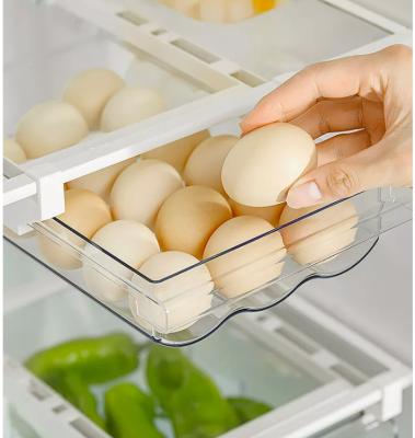 China Food Viable Plastic Egg Containers Classification Drawer Crisper Kitchen Box Refrigerator Fresh-keeping Storage Box for sale