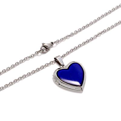 China FASHIONABLE new titanium steel can be opened to make photo box necklace girl cute peach heart temperature color change pendant for sale