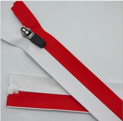 China WYSE Red and White Nylon Zipper 5# Custom Waterproof Nickel Free Open End Korean Clothing Zipper for Bags Clothing for sale