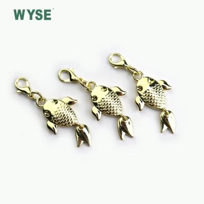 China Custom Fish Shape Metal Fish Shape Nickel Free Decorative Fancy Gold Puller Puller Pulls With Lobster Clasp for sale