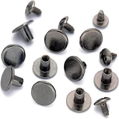 China Viable Round Flat Head Screw Button Metal Rivets Double Side Metal Rivet For Leather Processing Rivets for sale