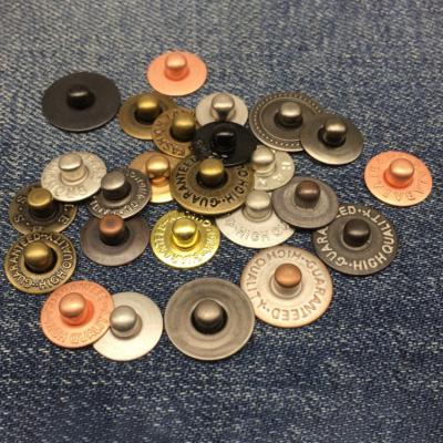 China Jean Rivets Suppliers Custom Nickel Free Metal Studs Rivets Button For Garment Clothing for sale